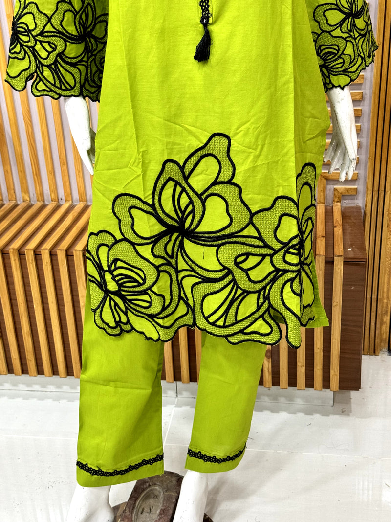 CUT WORK EMBROIDERY IN 2PCS SUIT