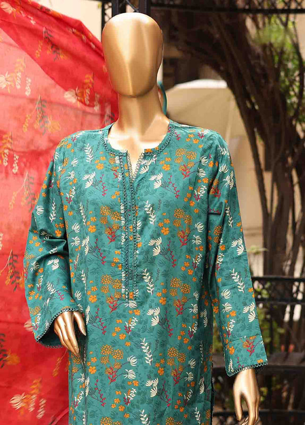 Suit 3 Piece Printed Viridian Green Color